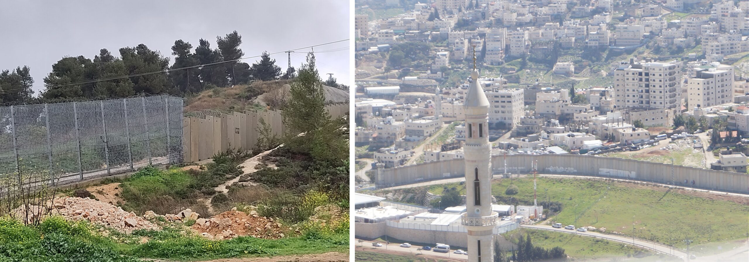 Übergang Stacheldrahtzaun zu Trennmauer in Al-Walajah - Trennmauer in Jerusalem - Fotos: © Béatrice Battaglia